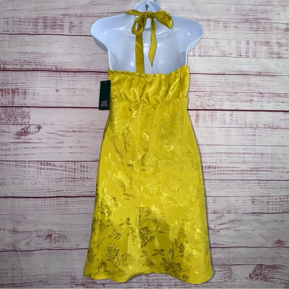 NWT Satin Halter Floral Jacquard Fabric Mini Dress From Wild Fable - Picture 3 of 8